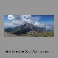 view to active Doro Api from summit of Doro Muntai